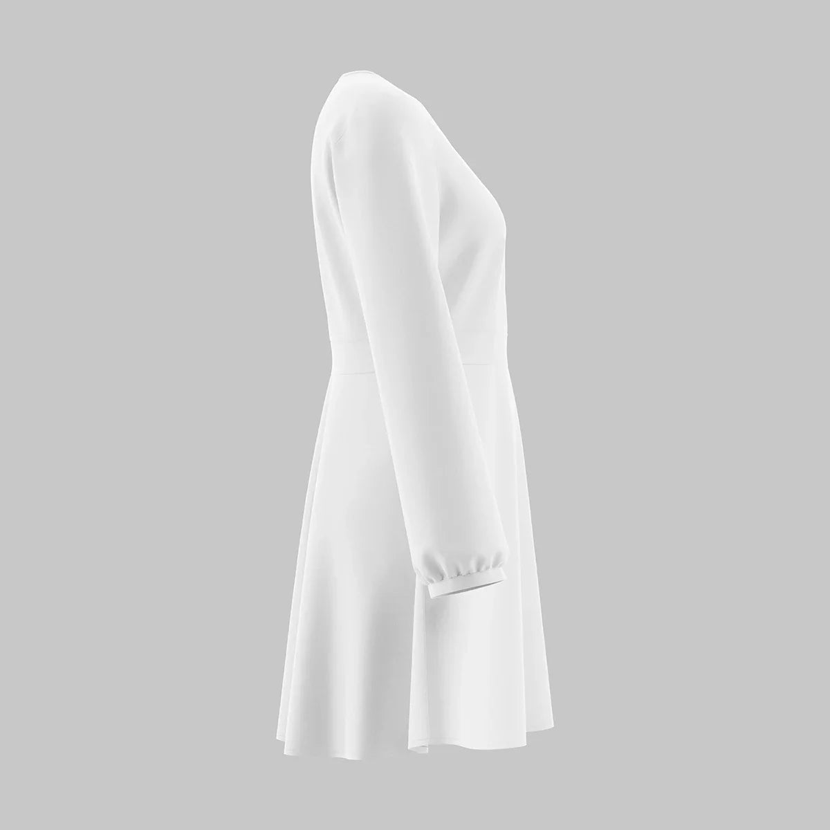 Women’s Mini Dress – Satin A-Line – Deep V-Neck – Long Sleeve – Ruched Waist by Lumina Vancouver