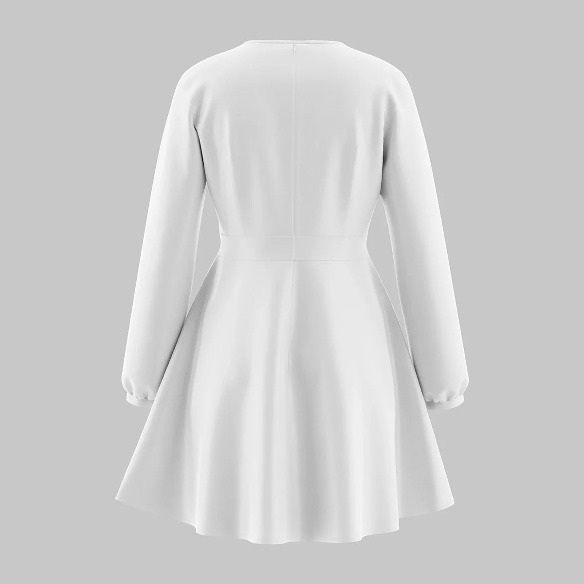 Women’s Mini Dress – Satin A-Line – Deep V-Neck – Long Sleeve – Ruched Waist by Lumina Vancouver