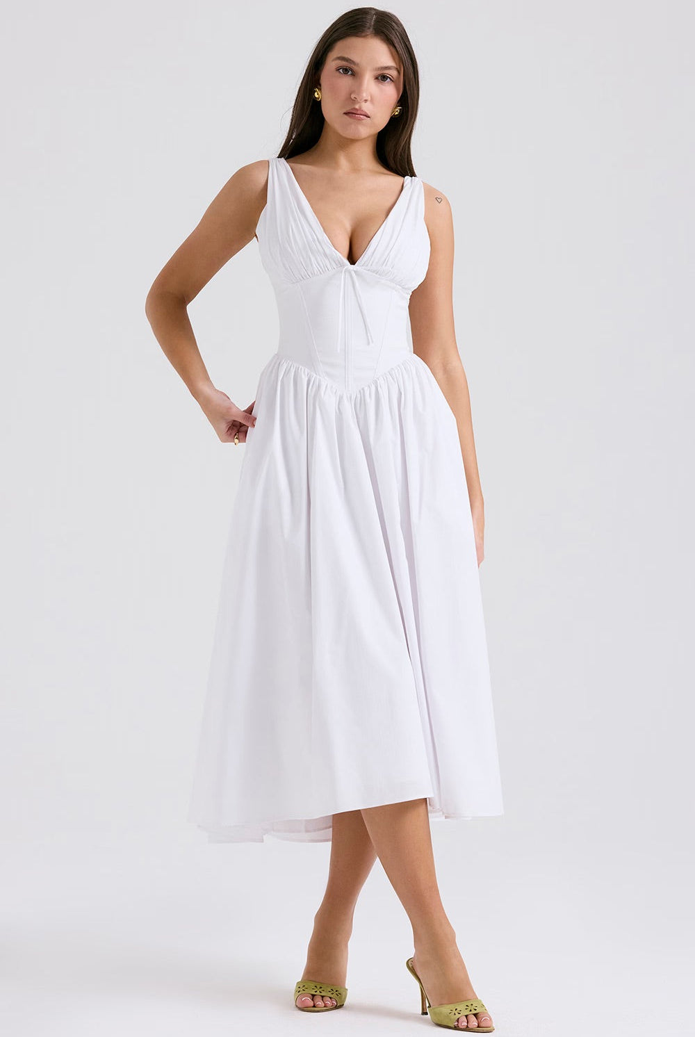 Women's Evening Dress - Sleeveless V-Neck - Fitted Bodice - Flowing Elegant Silhouette by Lumina Vancouver