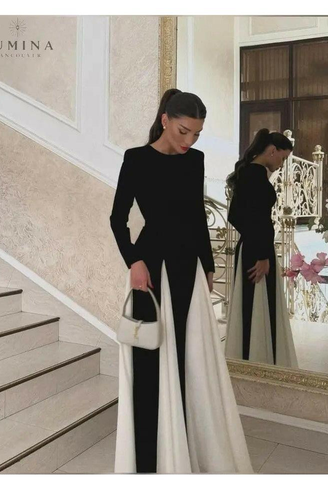 Paisley - Sleek Spliced Crewneck Slim-Fit Dress