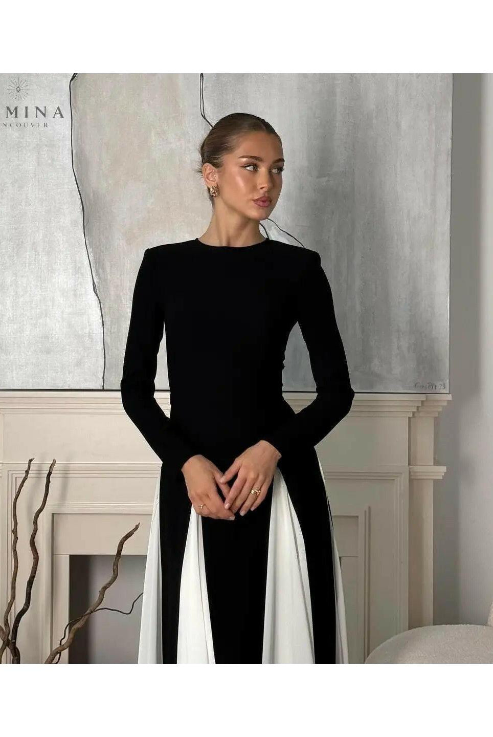 Paisley - Sleek Spliced Crewneck Slim-Fit Dress