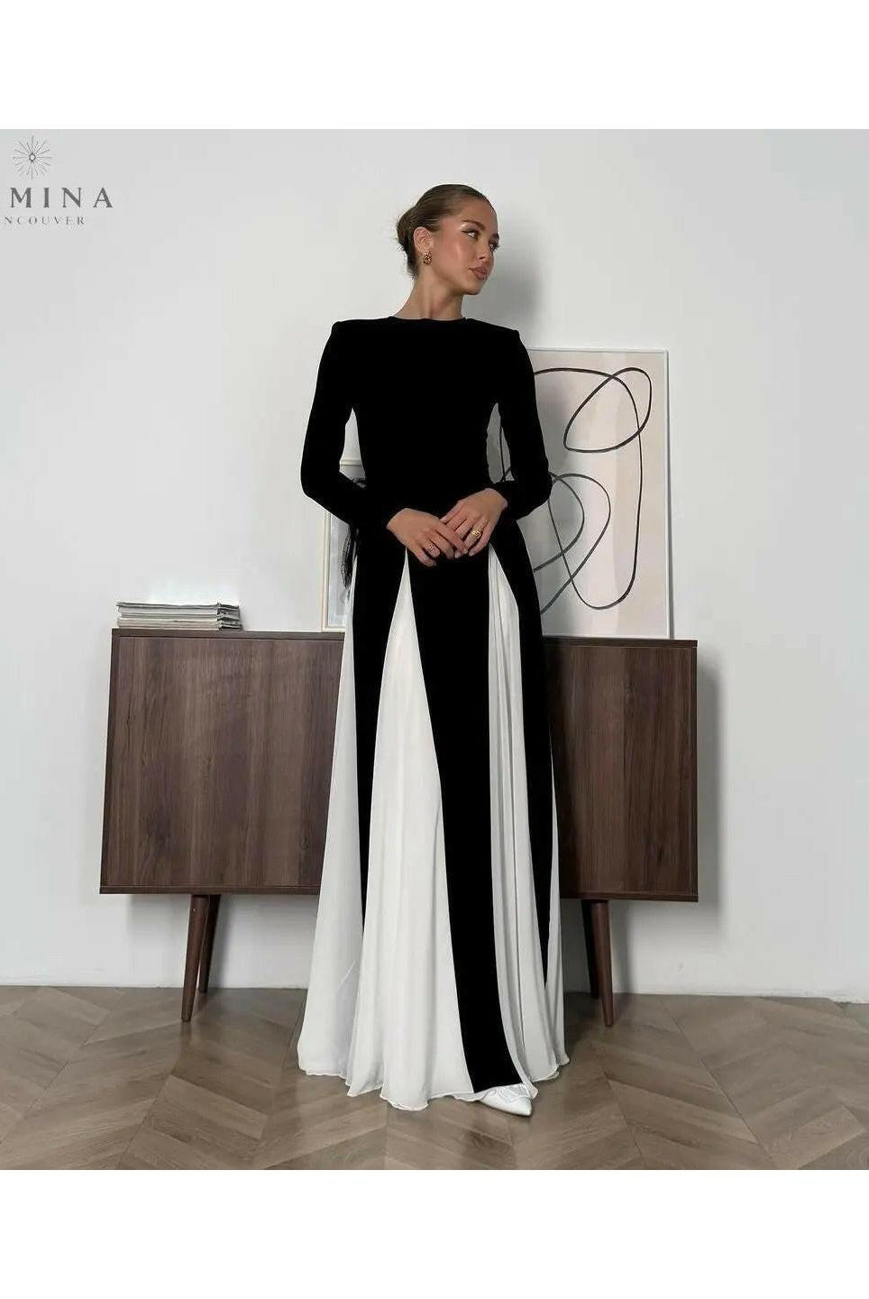 Paisley - Sleek Spliced Crewneck Slim-Fit Dress