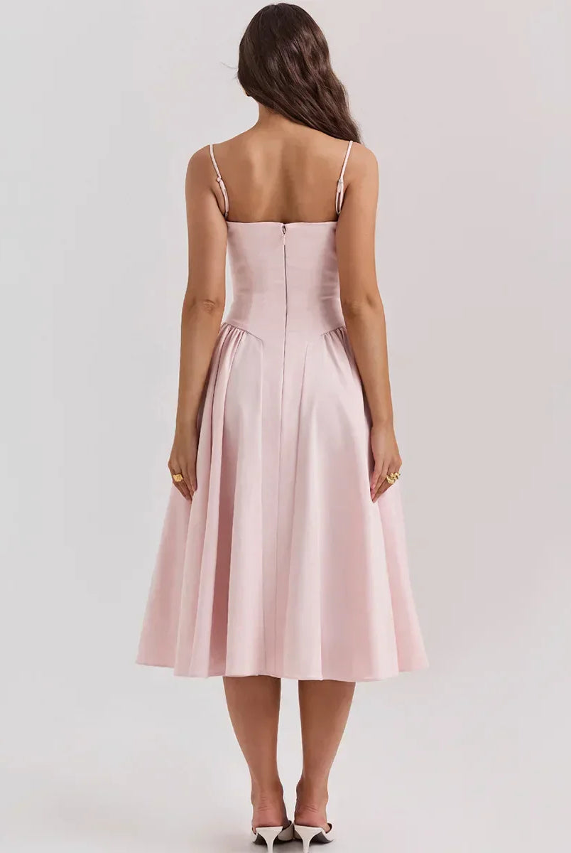 Women's Corset Dress - Sweetheart Neckline - Spaghetti Straps - A-Line Midi Fit by Lumina Vancouver