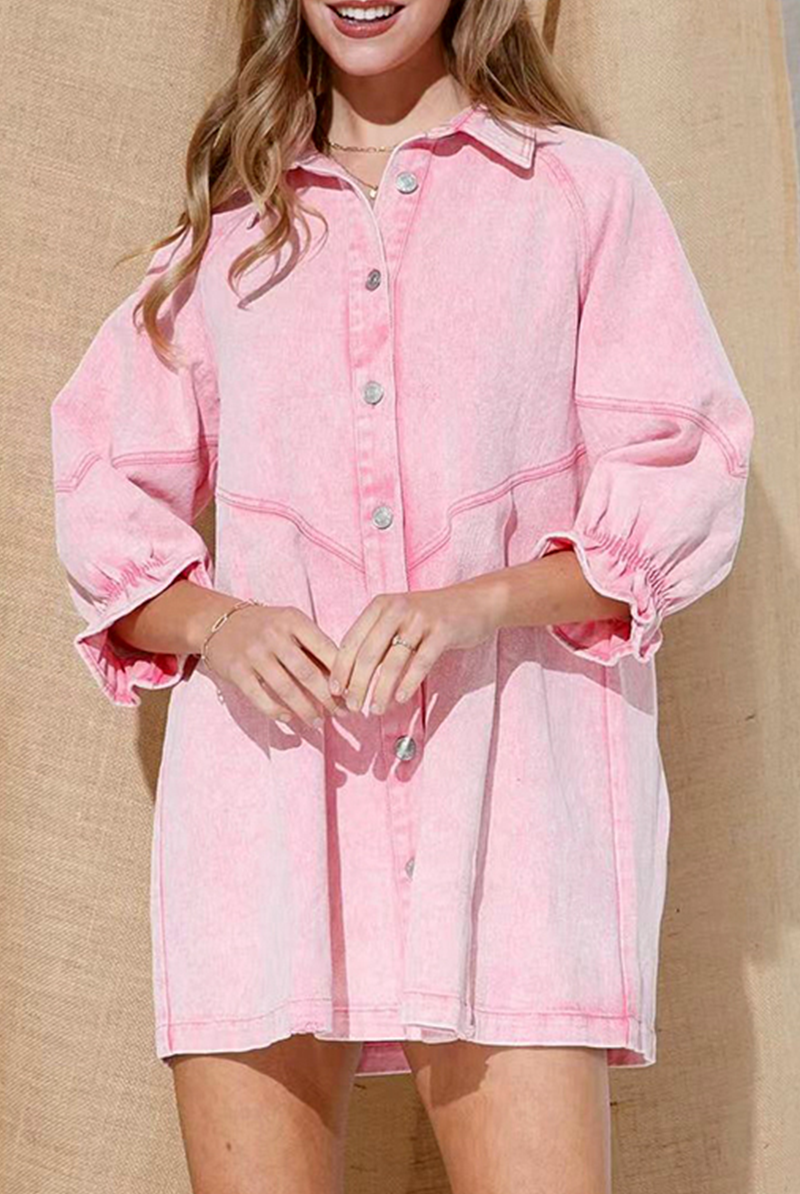 Women's Denim Shirt Dress - Button Down - Long Sleeve - Casual Stylish Fit by Lumina Vancouver