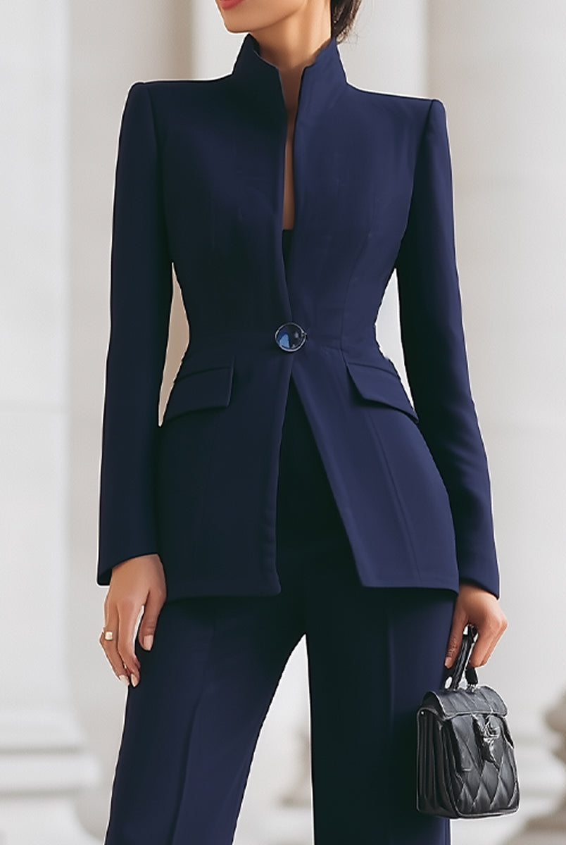 Luna | Navy Blazer Wide Leg Trousers Set - Lumina Vancouver - Lumina Vancouver