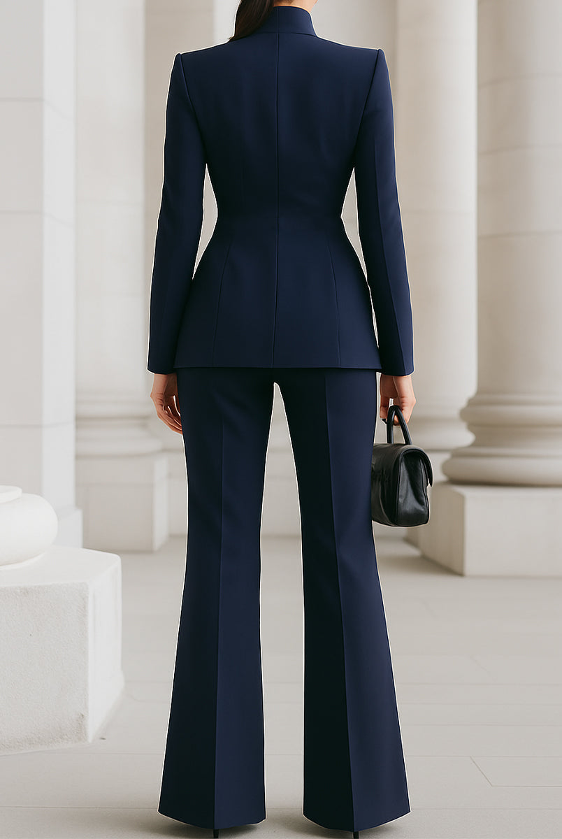Luna | Navy Blazer Wide Leg Trousers Set - Lumina Vancouver - Lumina Vancouver