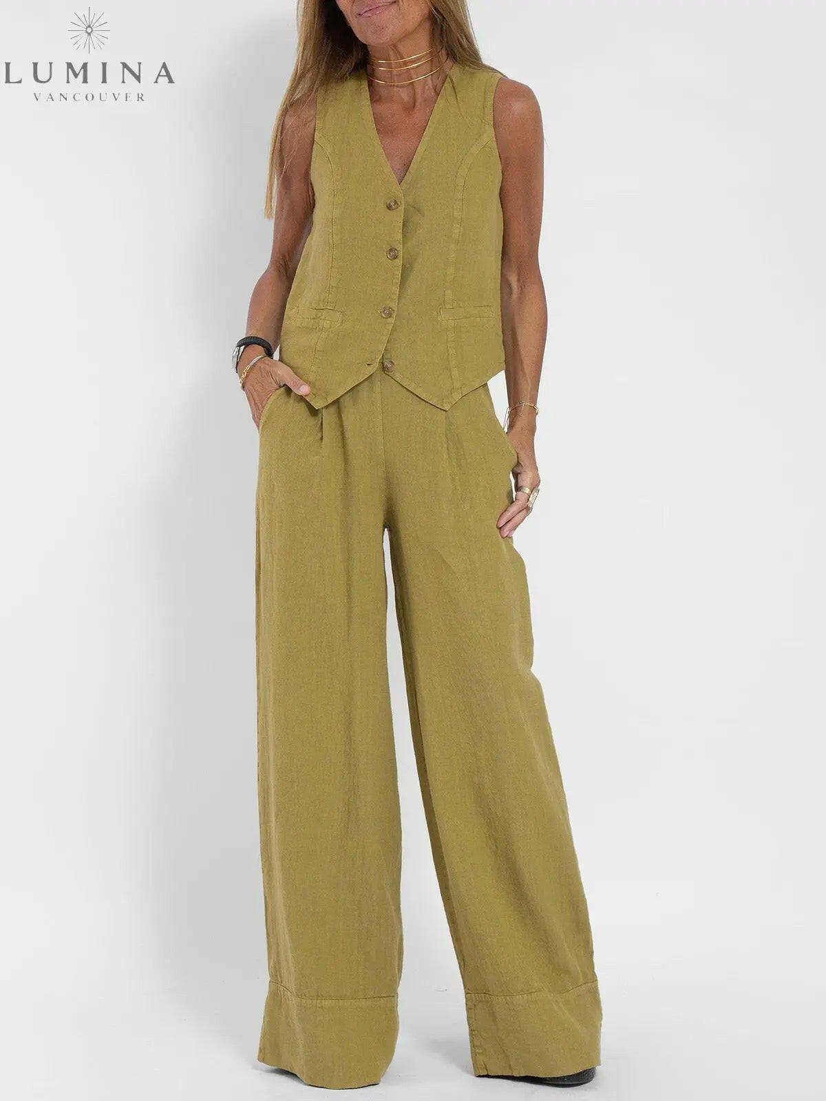 Ella - Vest & Wide Pants Set (Almost sold out)