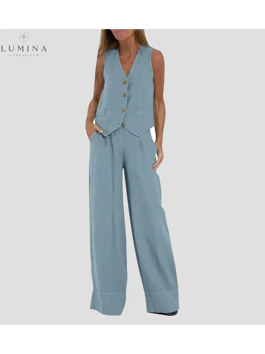Ella - Vest & Wide Pants Set (Almost sold out)