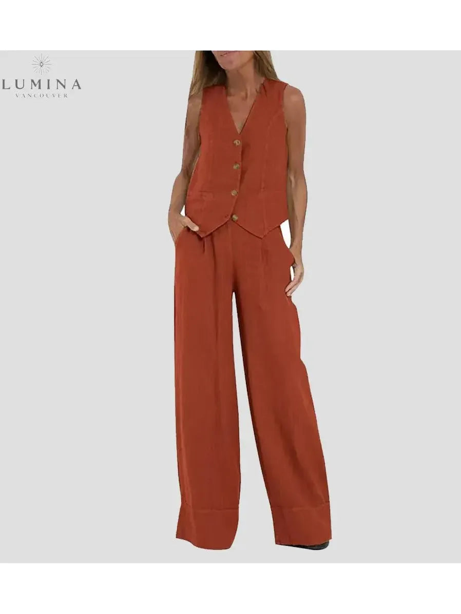 Ella - Vest & Wide Pants Set (Almost sold out)