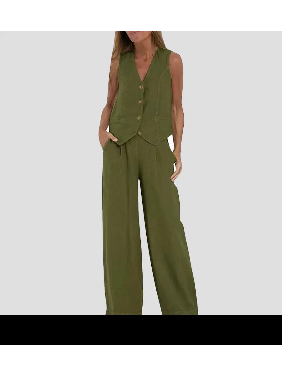 Ella - Vest & Wide Pants Set (Almost sold out)