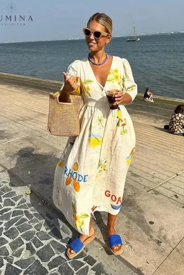 Xara - Stylish Linen Midi Dress