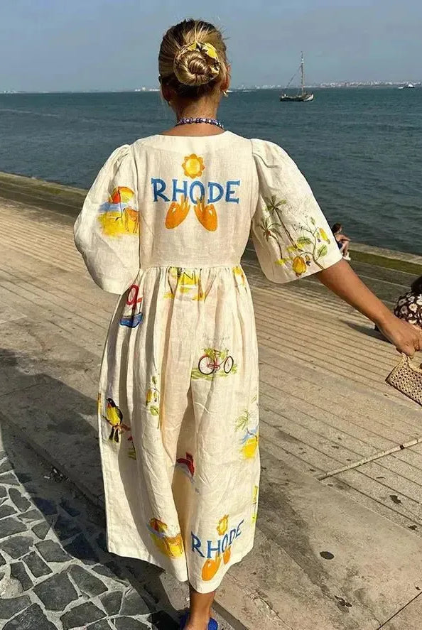 Xara - Stylish Linen Midi Dress