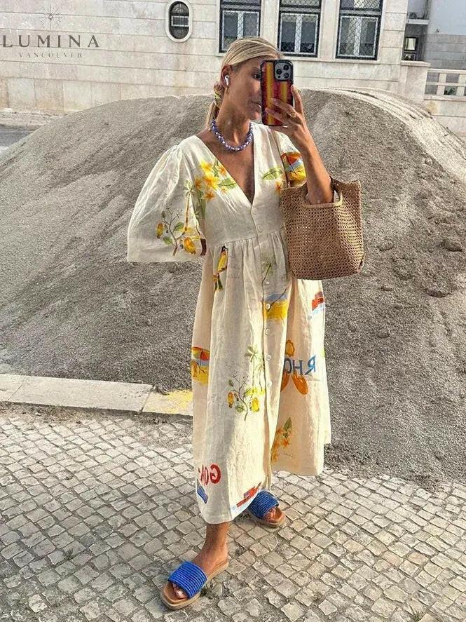 Xara - Stylish Linen Midi Dress