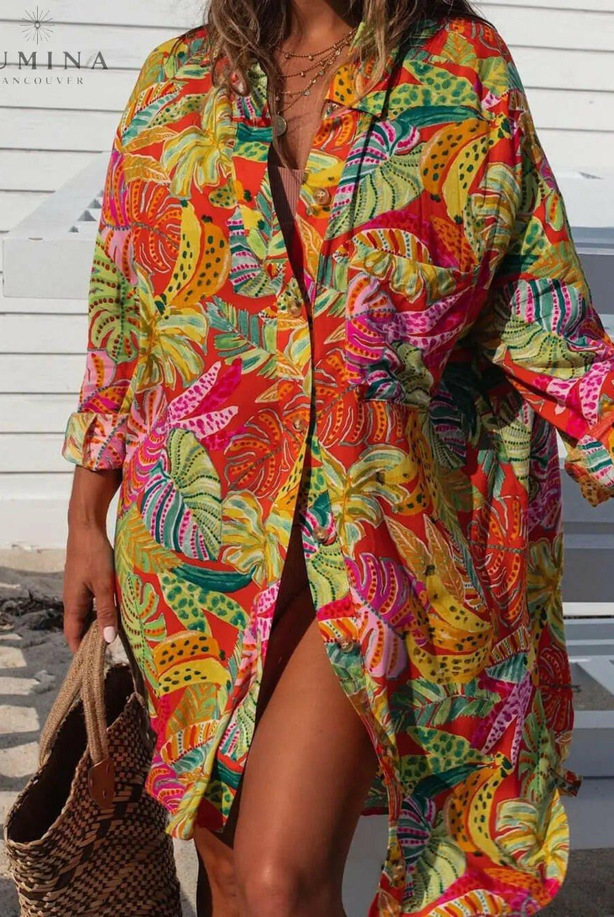 Leslie - Printed Button-Down Maxi Dress