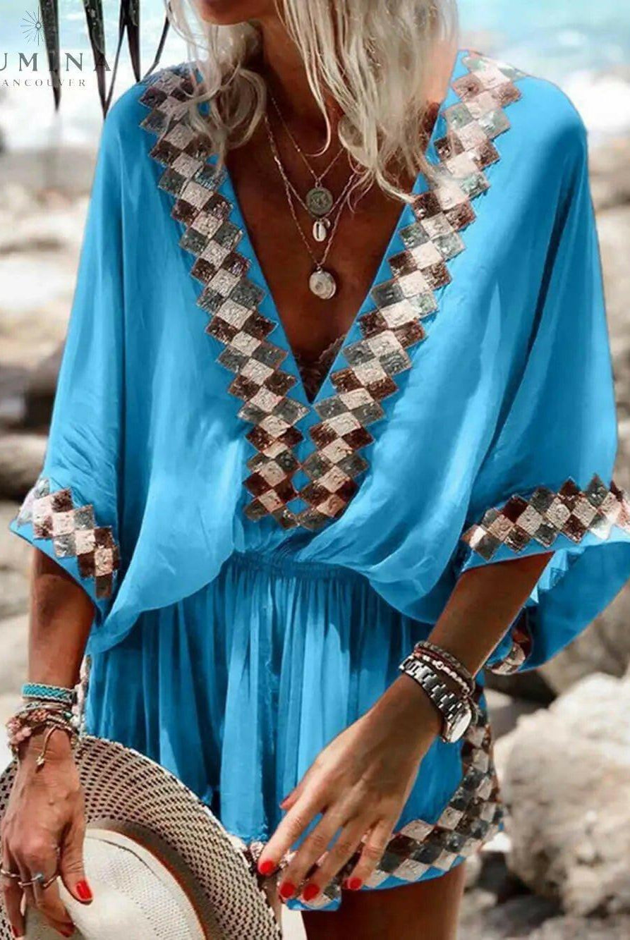 Miriam - Loose Beach Long Sleeve Romper