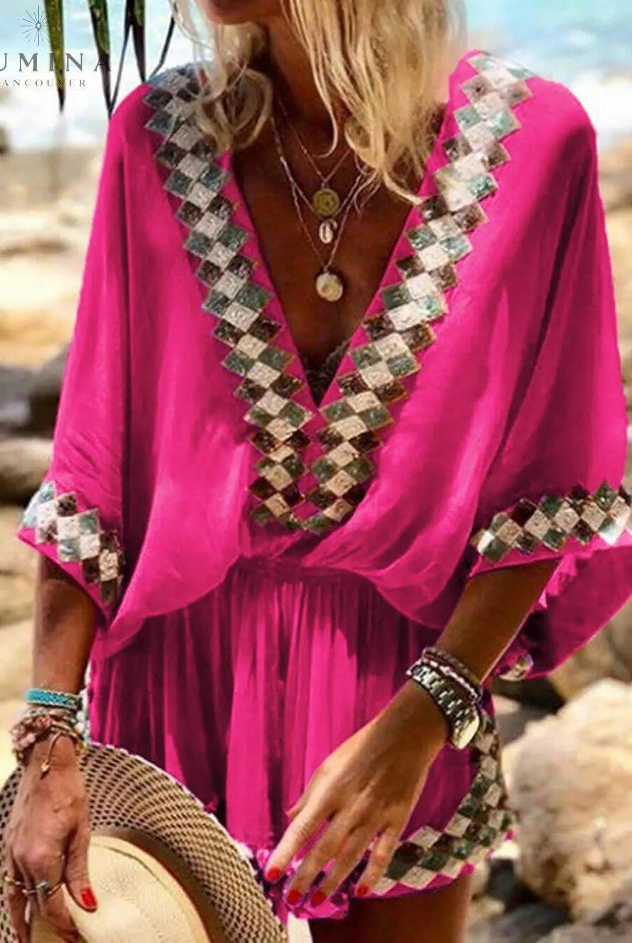 Miriam - Loose Beach Long Sleeve Romper