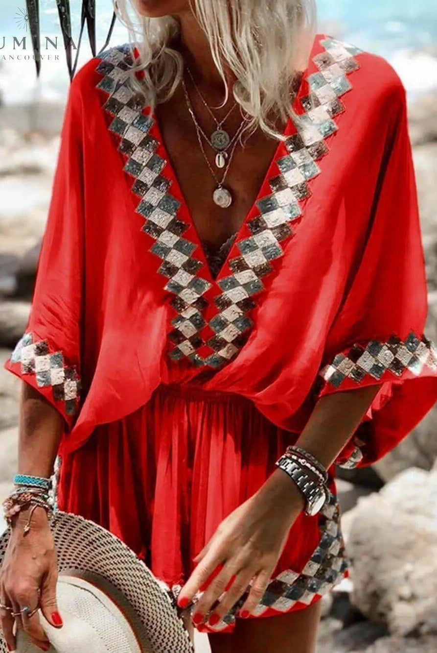 Miriam - Loose Beach Long Sleeve Romper