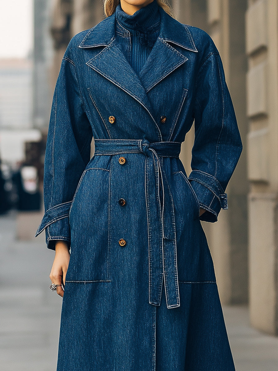 Elena | Double-Breasted Denim Trench Coat - Lumina Vancouver - Lumina Vancouver