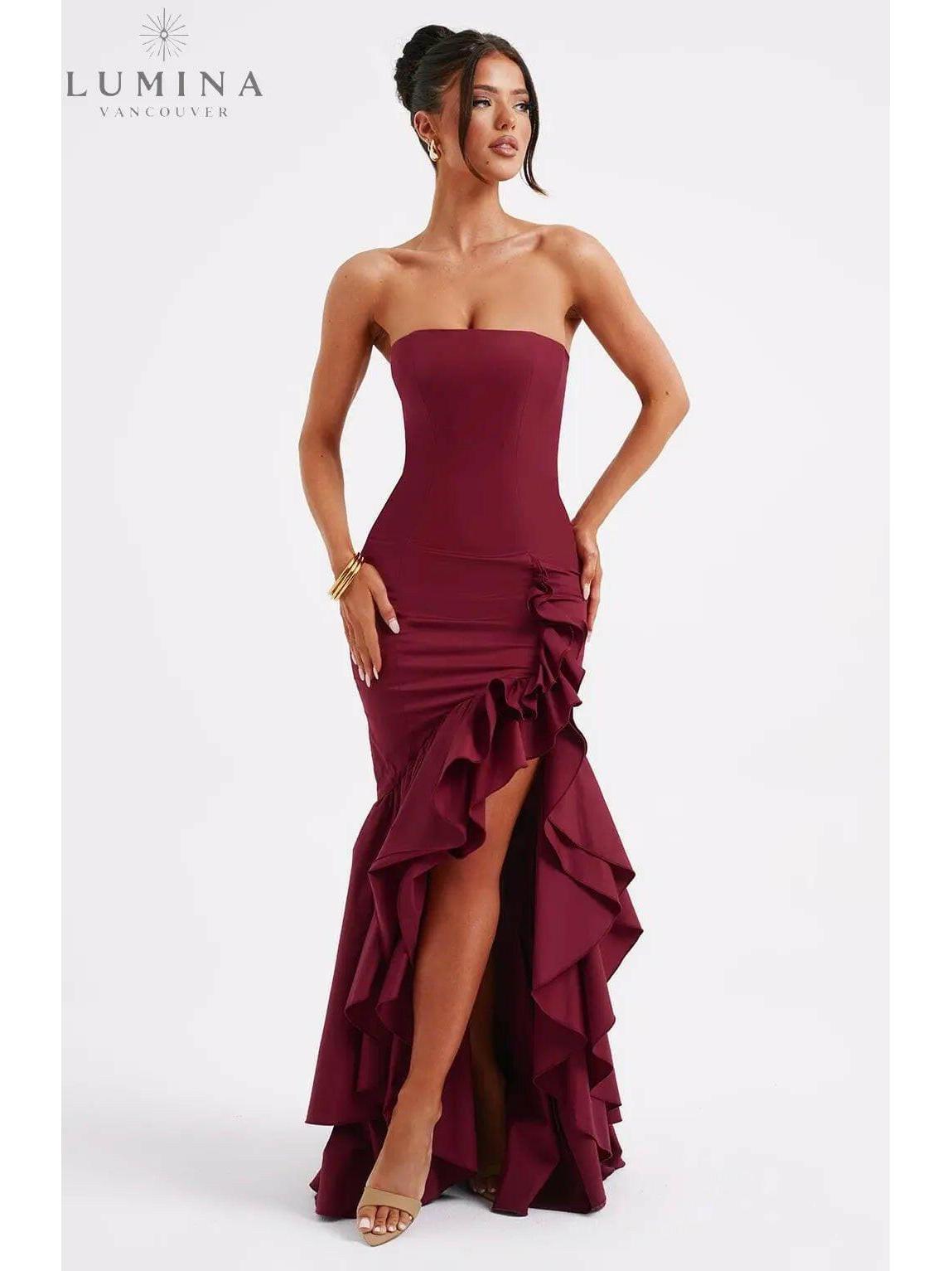 Riviera | Sleeveless Slit Ruffle Maxi Dress