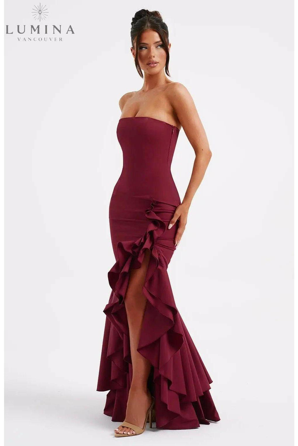 Riviera | Sleeveless Slit Ruffle Maxi Dress