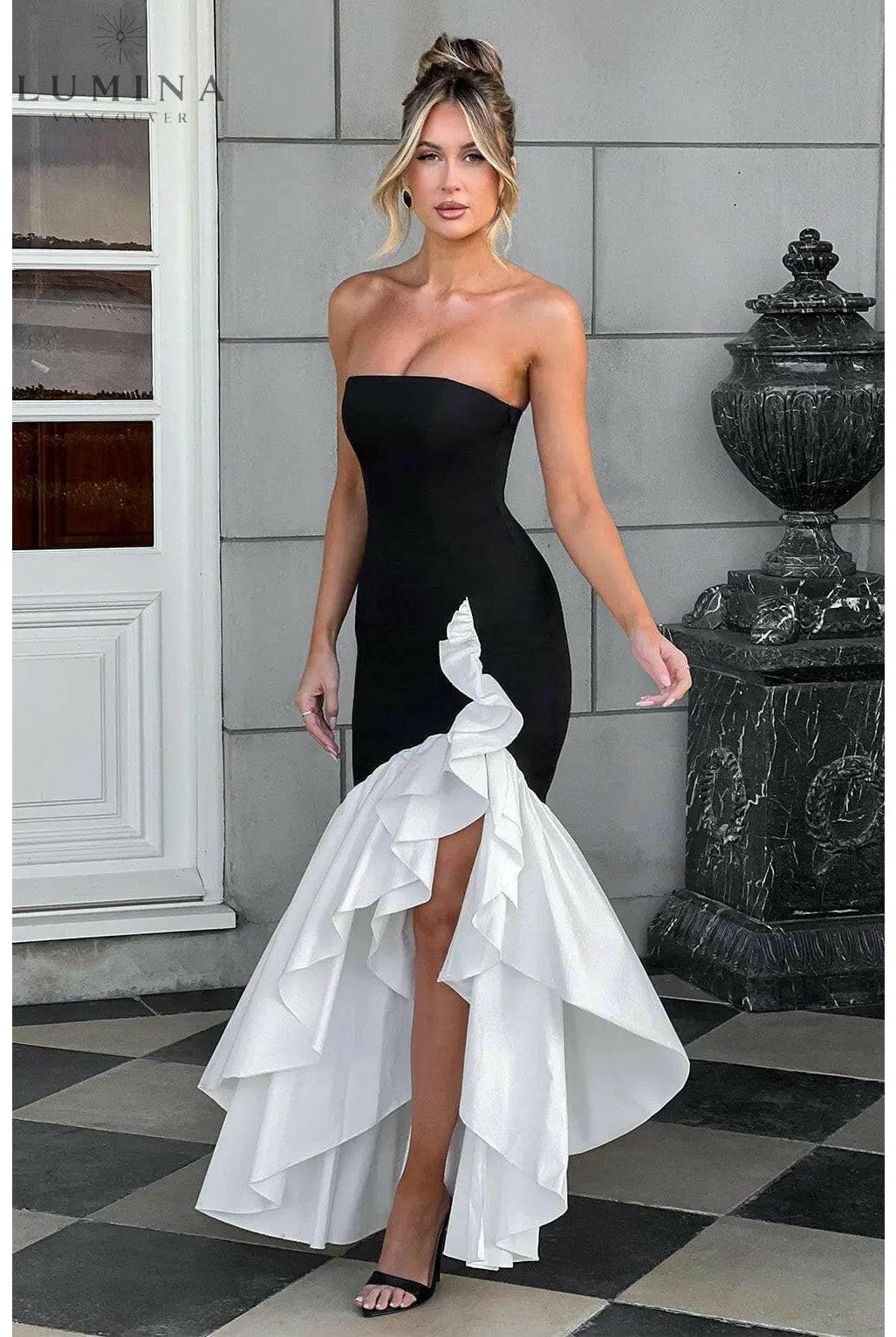 Riviera | Sleeveless Slit Ruffle Maxi Dress