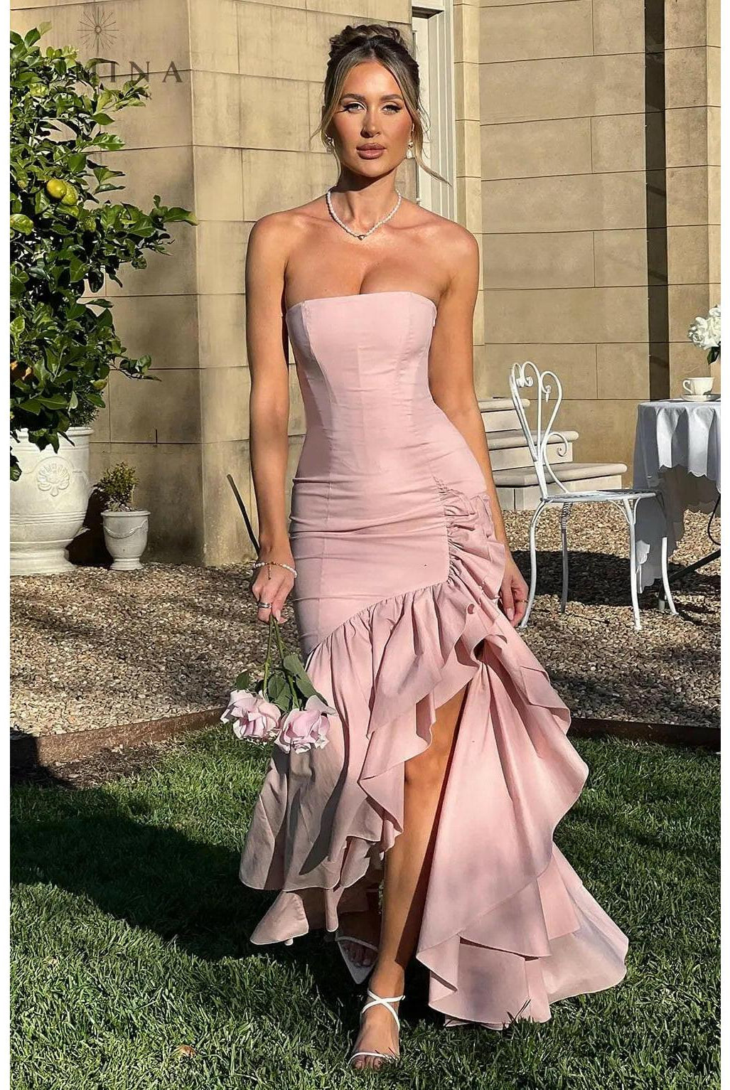 Riviera | Sleeveless Slit Ruffle Maxi Dress