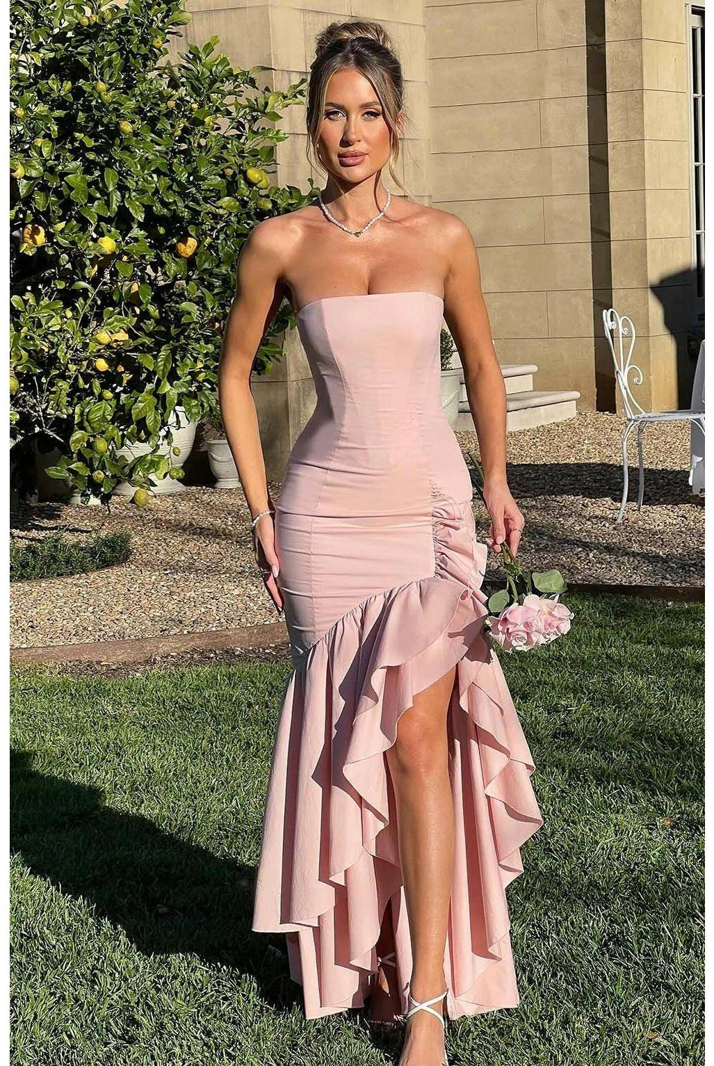 Riviera | Sleeveless Slit Ruffle Maxi Dress