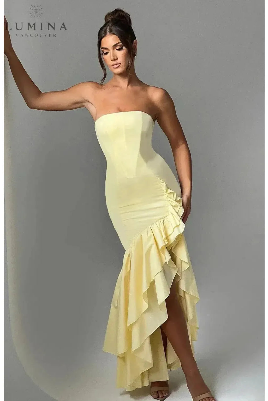 Riviera | Sleeveless Slit Ruffle Maxi Dress