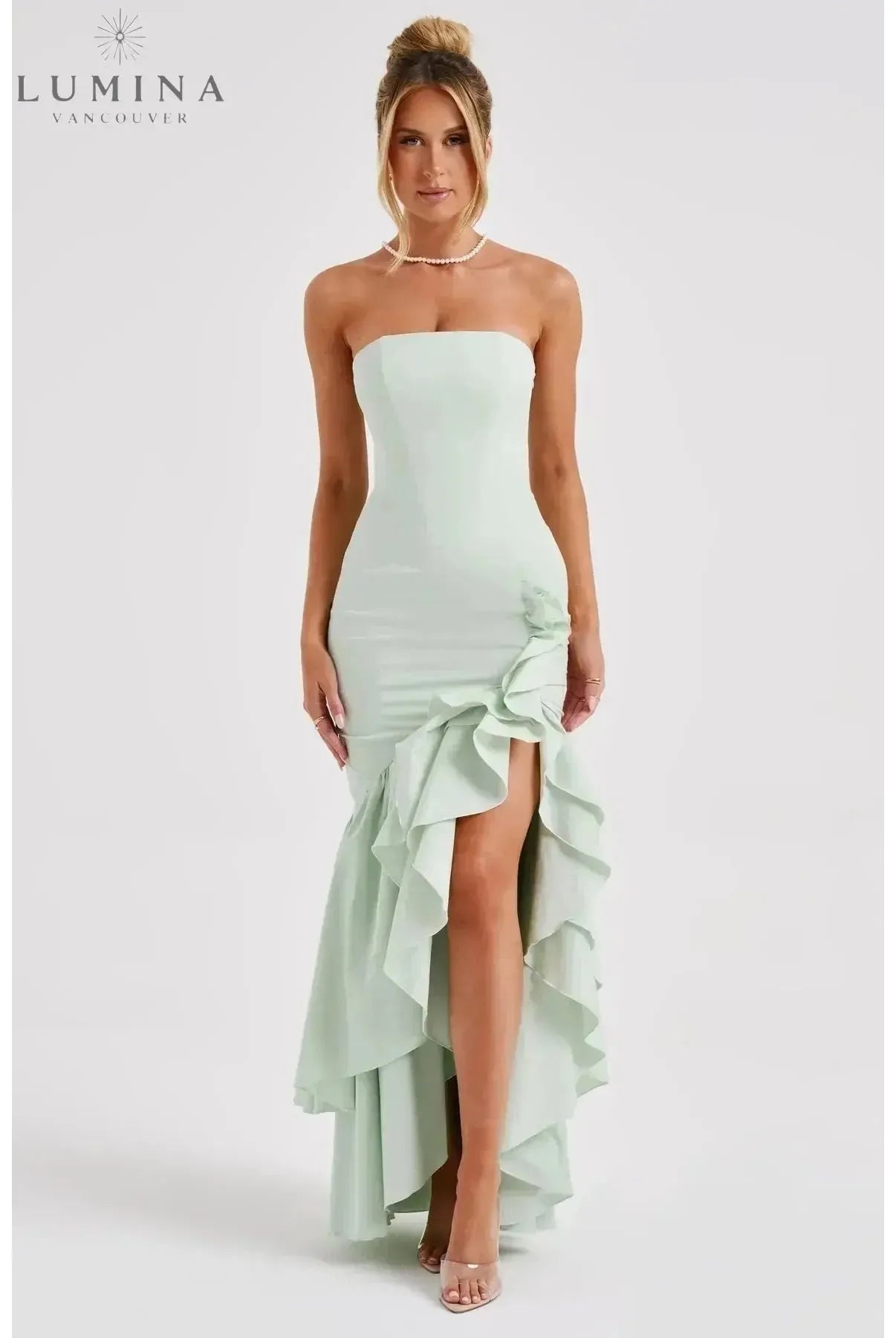 Riviera | Sleeveless Slit Ruffle Maxi Dress