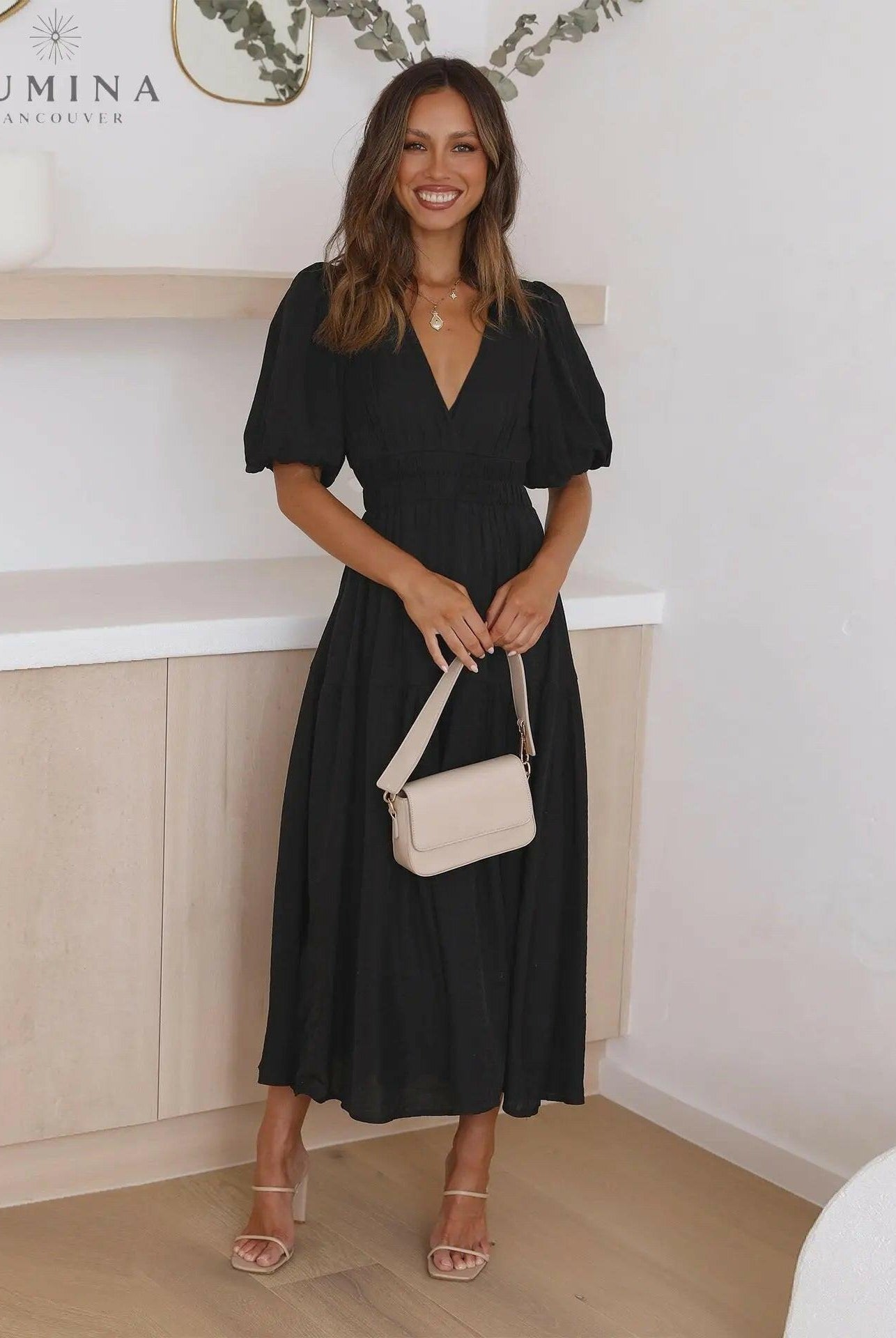 Avalon - Dress with Puff Sleeves