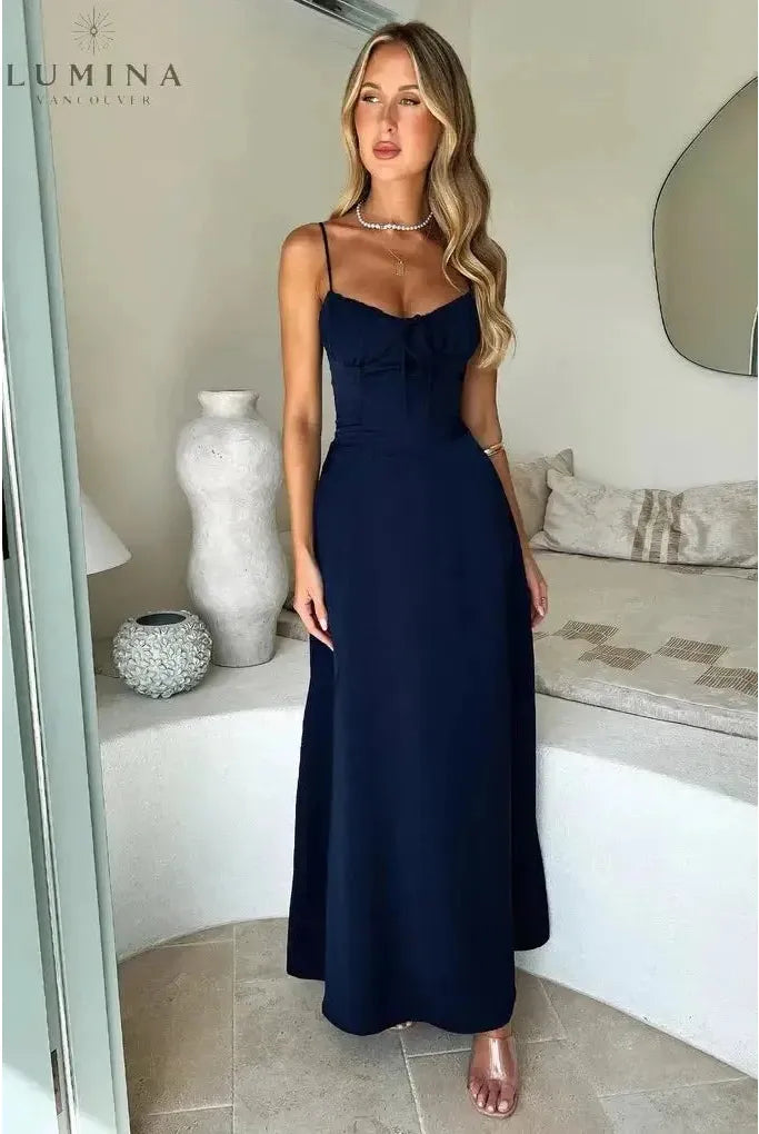 Maelys - Lace-Up Sleeveless Maxi Dress