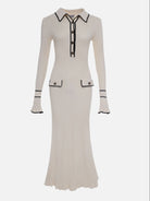 Luna | Contrast Trim Midi Dress Buttons - Lumina Vancouver - Lumina Vancouver