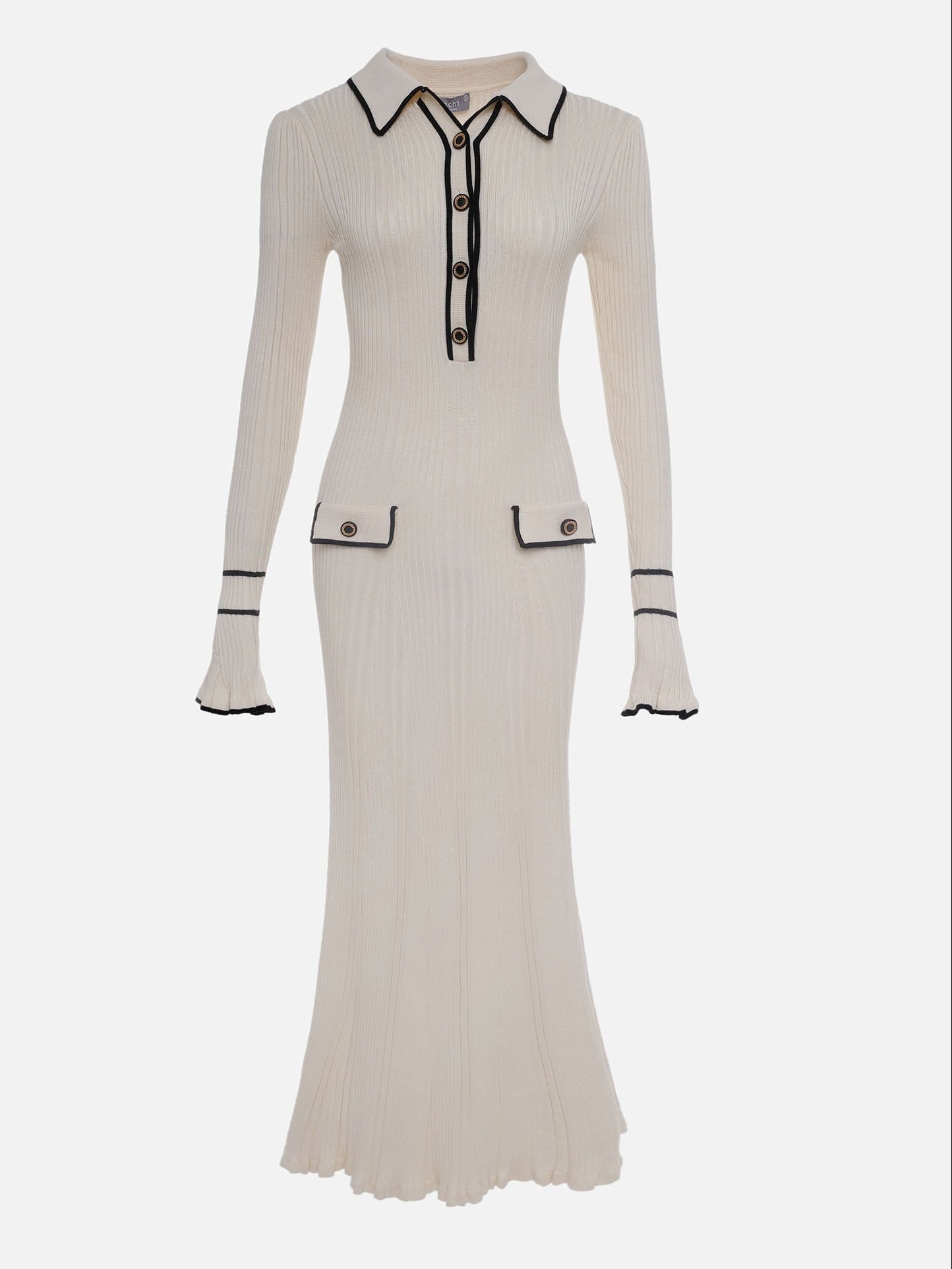 Luna | Contrast Trim Midi Dress Buttons - Lumina Vancouver - Lumina Vancouver