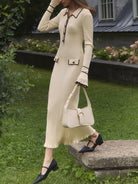 Luna | Contrast Trim Midi Dress Buttons - Lumina Vancouver - Lumina Vancouver