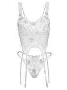 White Vintage Embroidered Lace Lingerie Set