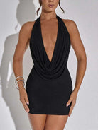 Women’s Mini Dress – Sequin Bodycon – Halter Neck – Backless Cowl Front Party Wear by Lumina Vancouver