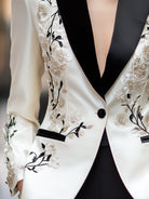 Isabelle | Ivory Satin Embroidered Blazer - Lumina Vancouver - Lumina Vancouver