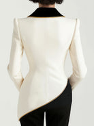 Elena | Blazer with Asymmetrical Design and Black Contrast Lapels - Lumina Vancouver - Lumina Vancouver