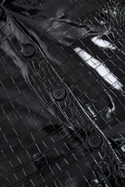 Glossy Black Crocodile Embossed Shirt - Lumina Vancouver