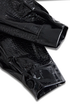 Glossy Black Crocodile Embossed Shirt - Lumina Vancouver