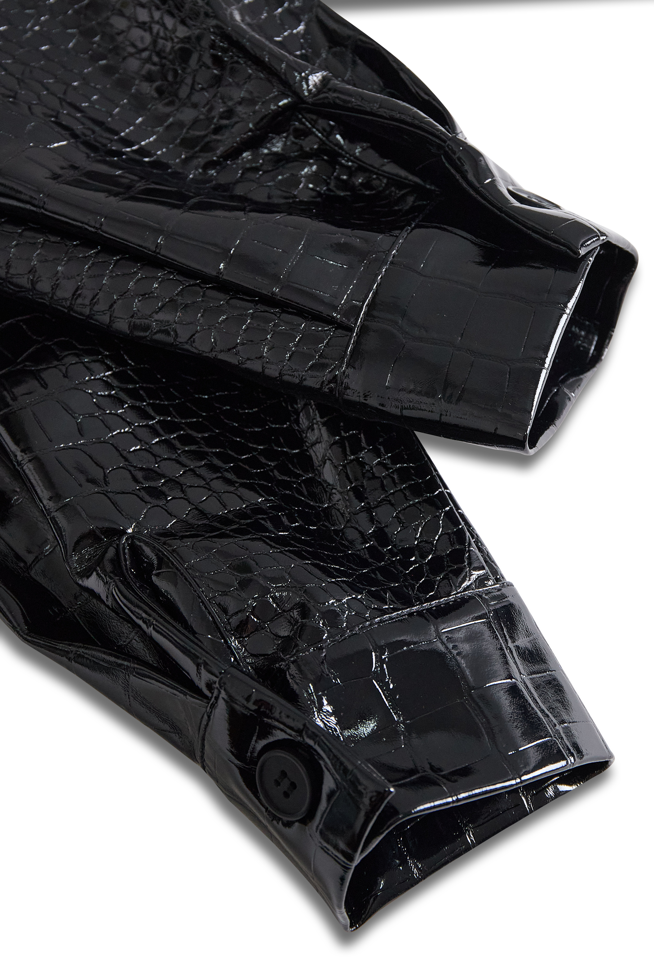 Glossy Black Crocodile Embossed Shirt - Lumina Vancouver