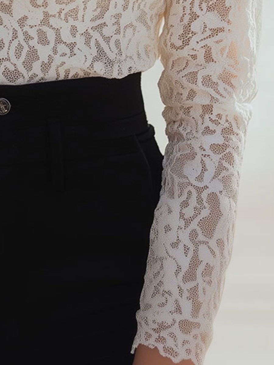 Isabelle | Floral Lace High Neck Blouse - Lumina Vancouver - Lumina Vancouver