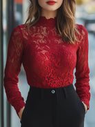 Isabelle | Floral Lace High Neck Blouse - Lumina Vancouver - Lumina Vancouver