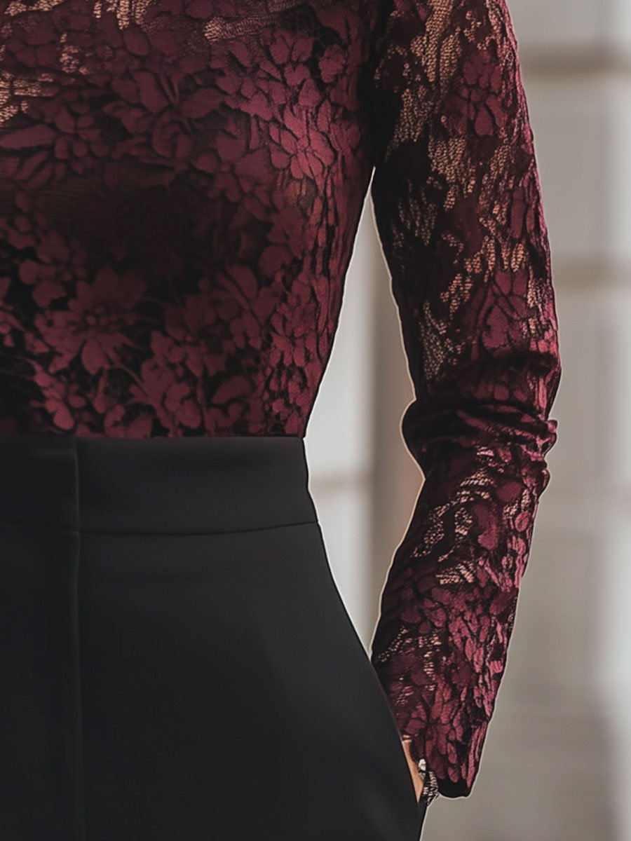 Isabelle | Floral Lace High Neck Blouse - Lumina Vancouver - Lumina Vancouver