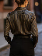 Isabelle | Metallic Stripe Satin Blouse - Lumina Vancouver - Lumina Vancouver