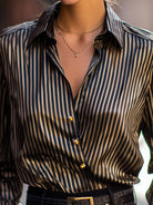 Isabelle | Metallic Stripe Satin Blouse - Lumina Vancouver - Lumina Vancouver