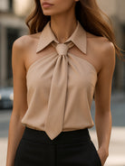 Luna | Sleeveless Halter Blouse Neck Tie - Lumina Vancouver - Lumina Vancouver