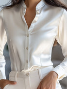 Isabelle | Silk Satin Tailored Blouse - Lumina Vancouver - Lumina Vancouver