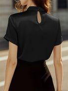 Isabelle | White Satin Keyhole Blouse - Lumina Vancouver - Lumina Vancouver