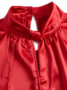 Isabelle | White Satin Keyhole Blouse - Lumina Vancouver - Lumina Vancouver